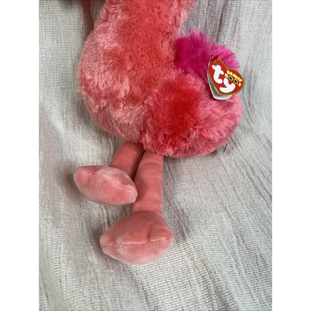 Ty Beanie Boos Flamingo Plush Bird Stuffed Animal Gilda‎ Gold Black Pink 10